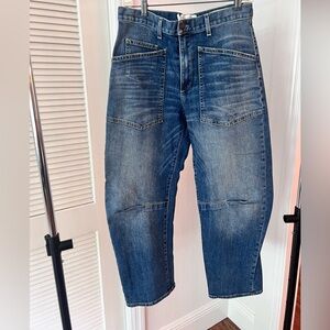 Nili Lotan Distressed Blue Cropped Carpenter Jeans